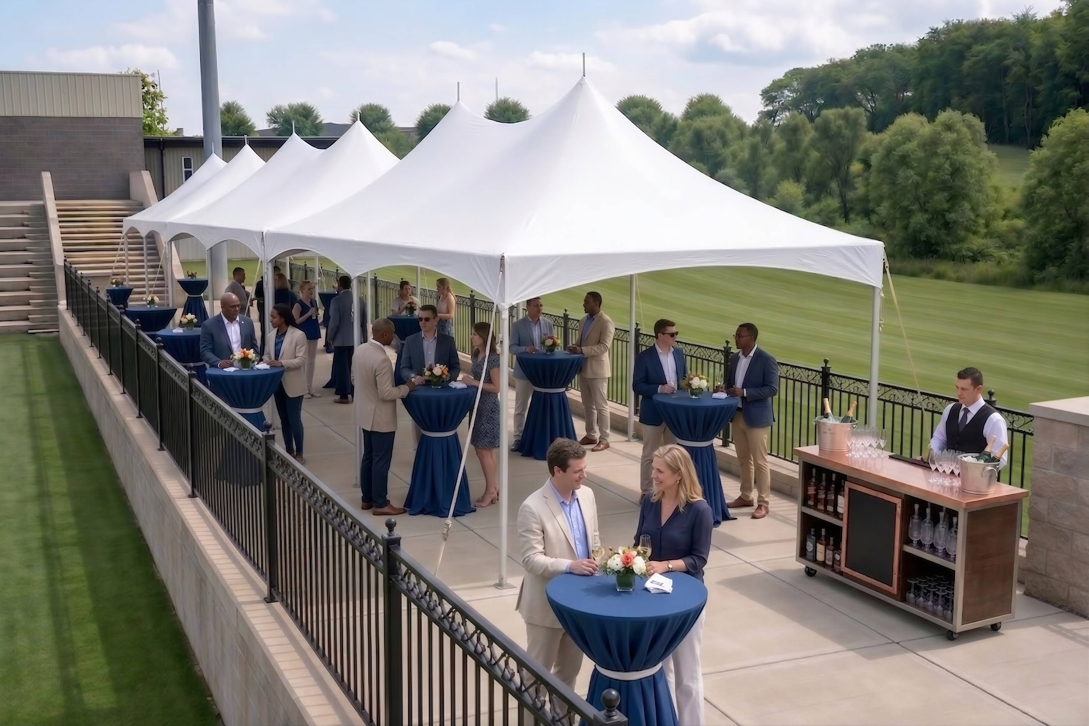 South Stage blue treatment