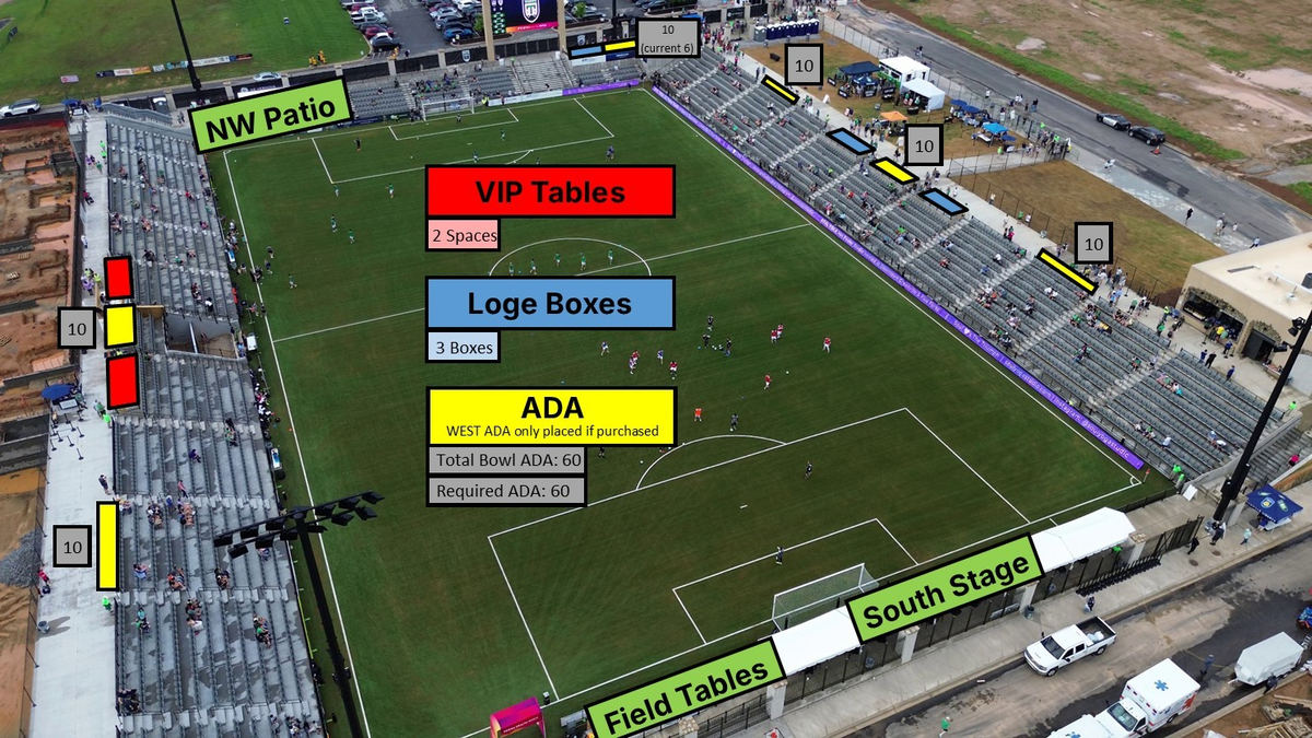 Overhead layout of the premium spaces and ADA placement